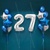 Шары на 27 лет мужчине, сет "Серебристо-синий", 14 шариков с гелием и цифры